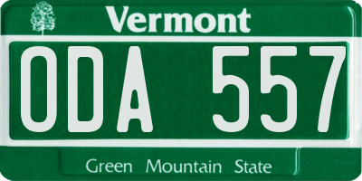 VT license plate ODA557