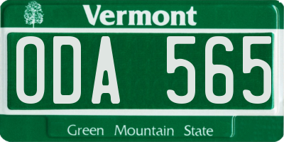 VT license plate ODA565