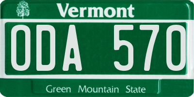 VT license plate ODA570