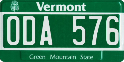 VT license plate ODA576