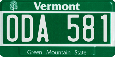 VT license plate ODA581