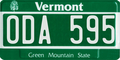 VT license plate ODA595