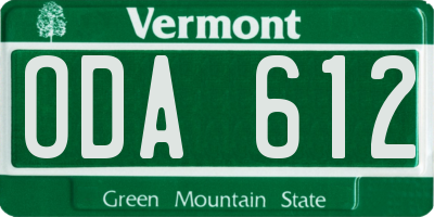 VT license plate ODA612