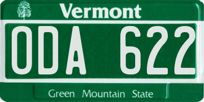 VT license plate ODA622