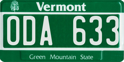 VT license plate ODA633