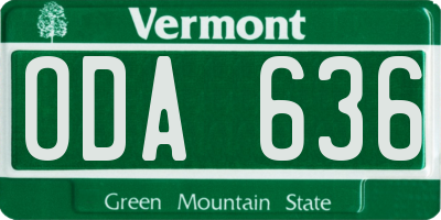 VT license plate ODA636