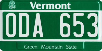 VT license plate ODA653