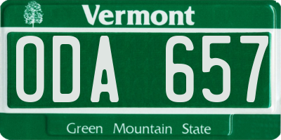 VT license plate ODA657