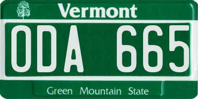 VT license plate ODA665