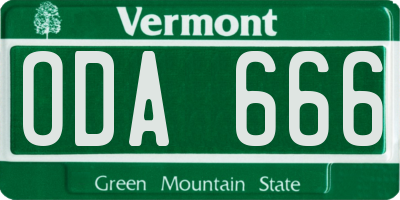 VT license plate ODA666