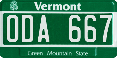 VT license plate ODA667