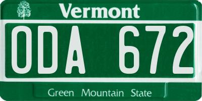 VT license plate ODA672