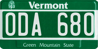 VT license plate ODA680