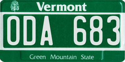 VT license plate ODA683