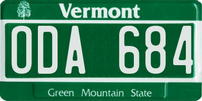 VT license plate ODA684