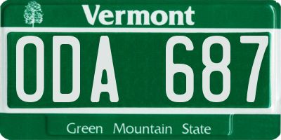 VT license plate ODA687