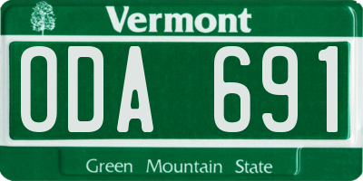 VT license plate ODA691