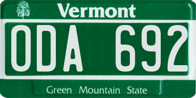 VT license plate ODA692