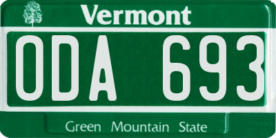 VT license plate ODA693