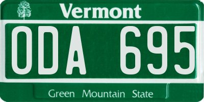 VT license plate ODA695