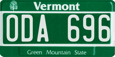 VT license plate ODA696