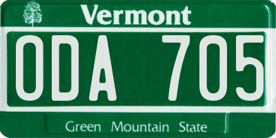 VT license plate ODA705