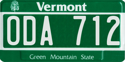 VT license plate ODA712