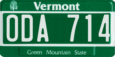 VT license plate ODA714