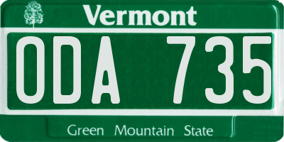 VT license plate ODA735