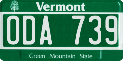 VT license plate ODA739