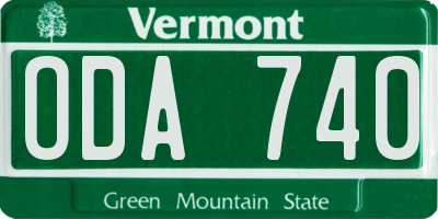 VT license plate ODA740