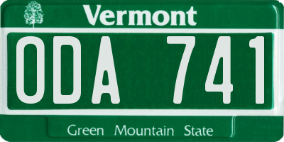 VT license plate ODA741