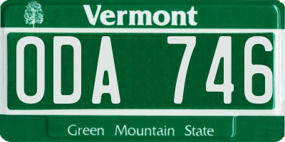 VT license plate ODA746