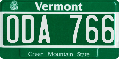 VT license plate ODA766