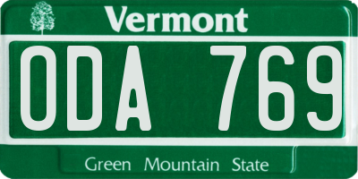 VT license plate ODA769