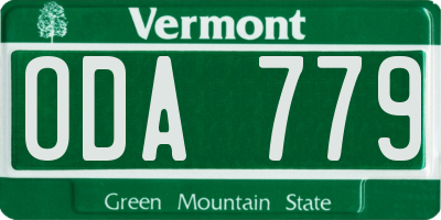 VT license plate ODA779