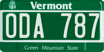 VT license plate ODA787