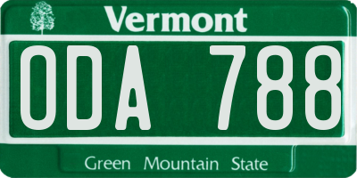 VT license plate ODA788