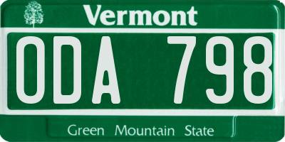 VT license plate ODA798