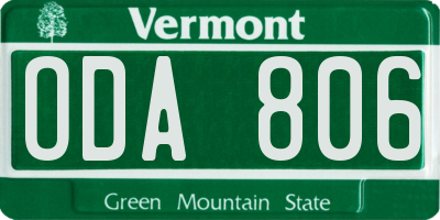 VT license plate ODA806