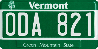 VT license plate ODA821
