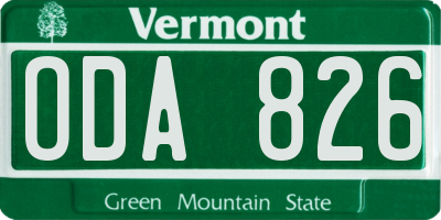 VT license plate ODA826