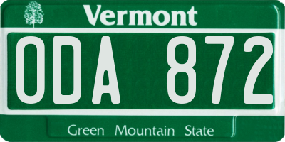VT license plate ODA872