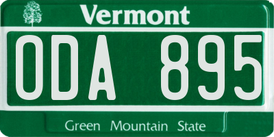 VT license plate ODA895
