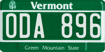 VT license plate ODA896