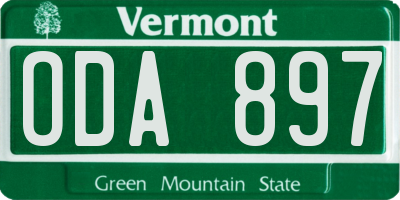 VT license plate ODA897