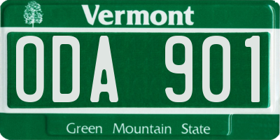 VT license plate ODA901