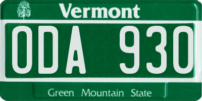 VT license plate ODA930