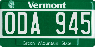 VT license plate ODA945