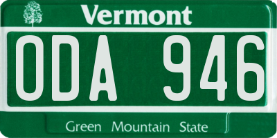 VT license plate ODA946